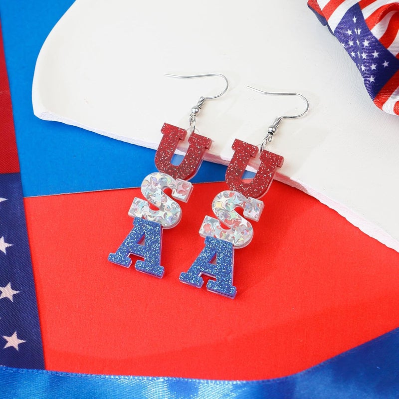 DAYANEY 4th of July Earrings Patriotic Earrings, Red White and Blue Earings for Women and Girls American USA Flag Jewelry as Fourth of July Accessories for Independence Day Outfit Gifts - Image 4